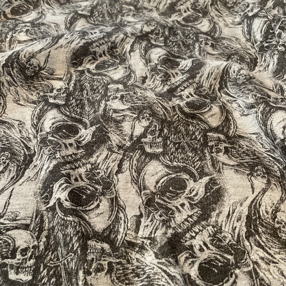 H Brand Mens Gray Skull Grim Reaper All Over Print Sweatshirt Size S 34/36